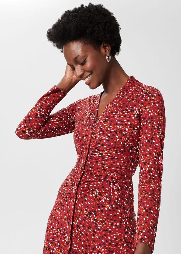 Hobbs Hatty Jersey Dress Red Multi