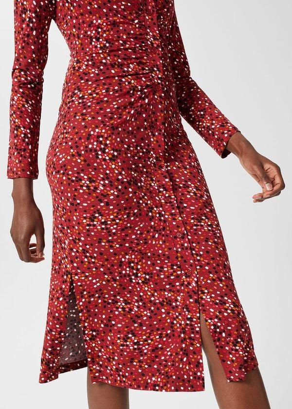Hobbs Hatty Jersey Dress Red Multi