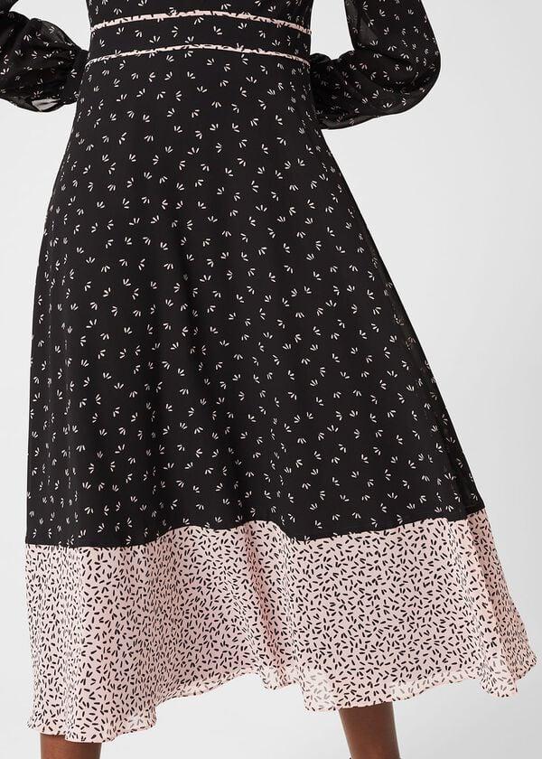 Hobbs Heidi Printed Midi Dress Black Pink