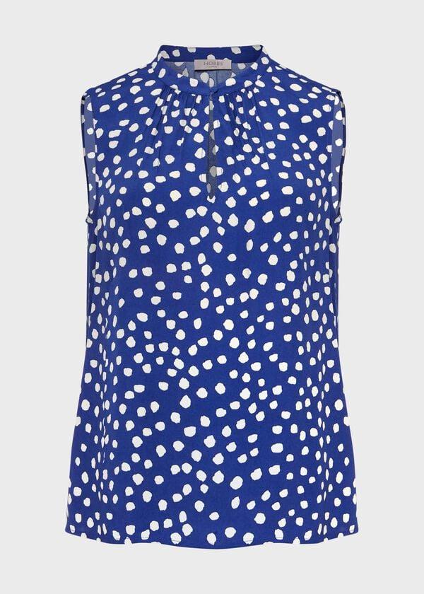 Hobbs Heidi Spot Top Deep Blue Cream