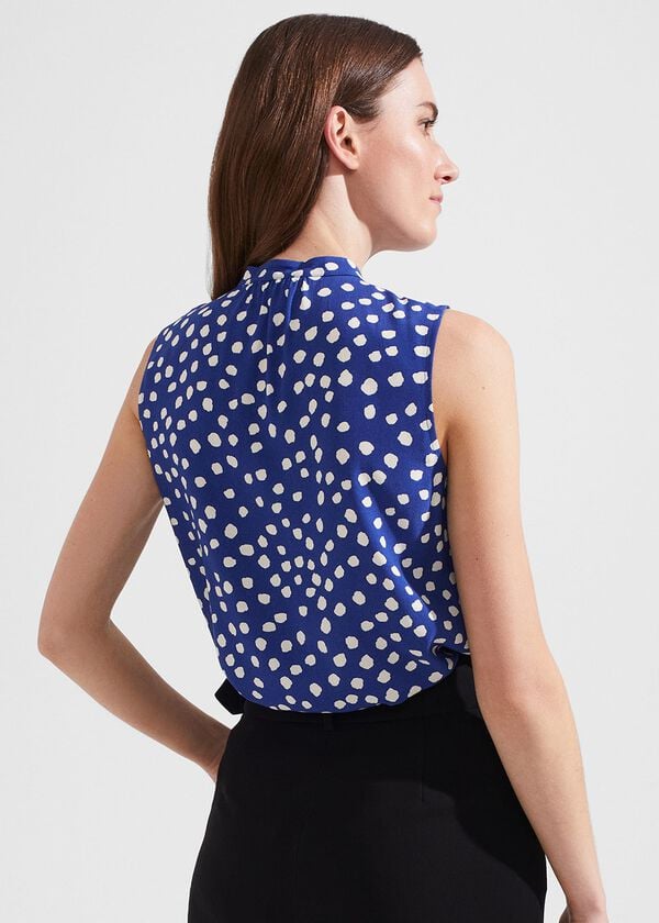 Hobbs Heidi Spot Top Deep Blue Cream