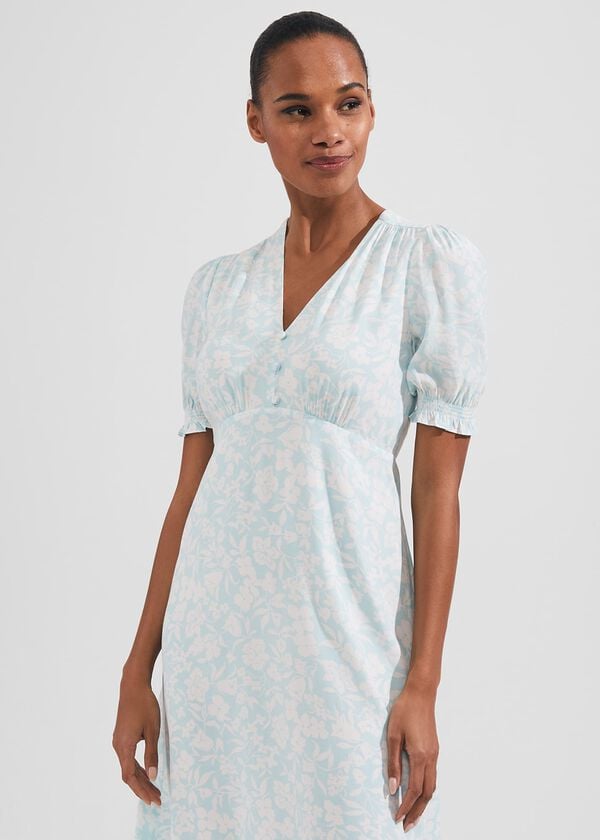 Hobbs Helen Dress Blue Ivory