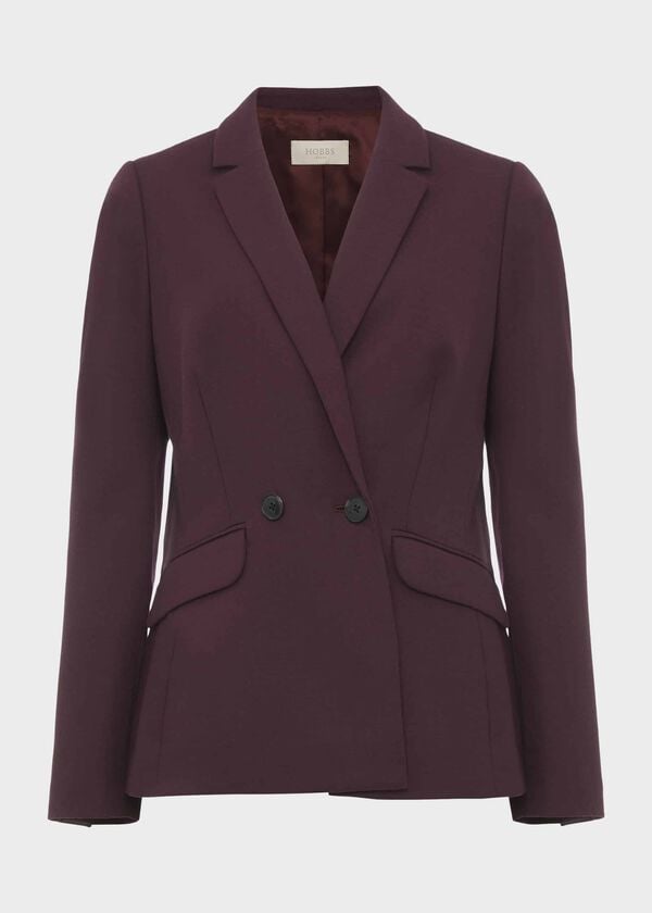 Hobbs Hetty Wool Blend Blazer Burgundy
