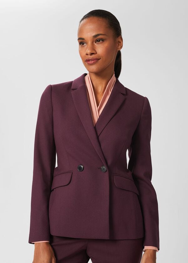 Hobbs Hetty Wool Blend Blazer Burgundy