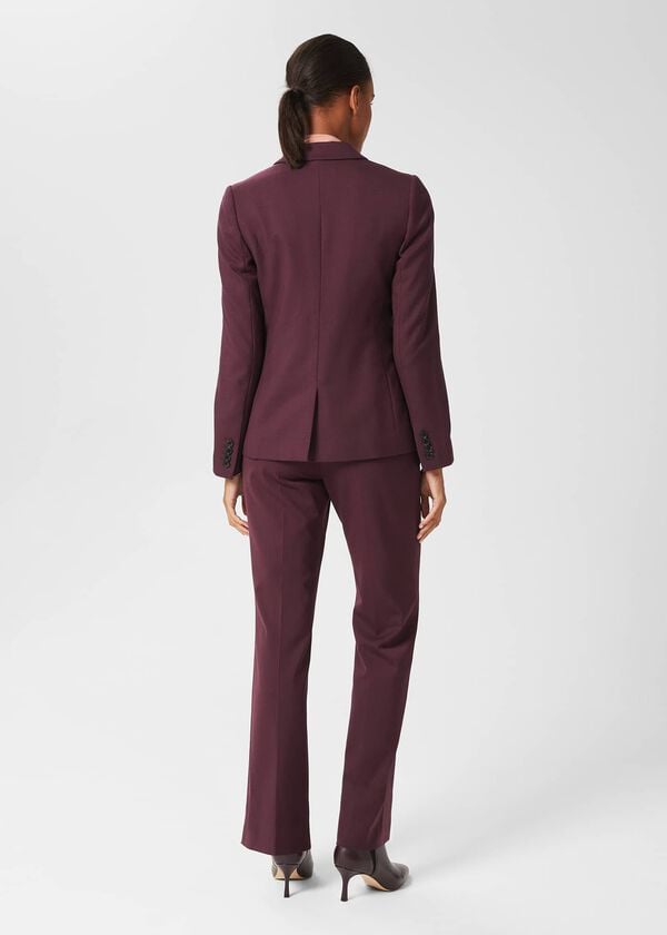 Hobbs Hetty Wool Blend Blazer Burgundy