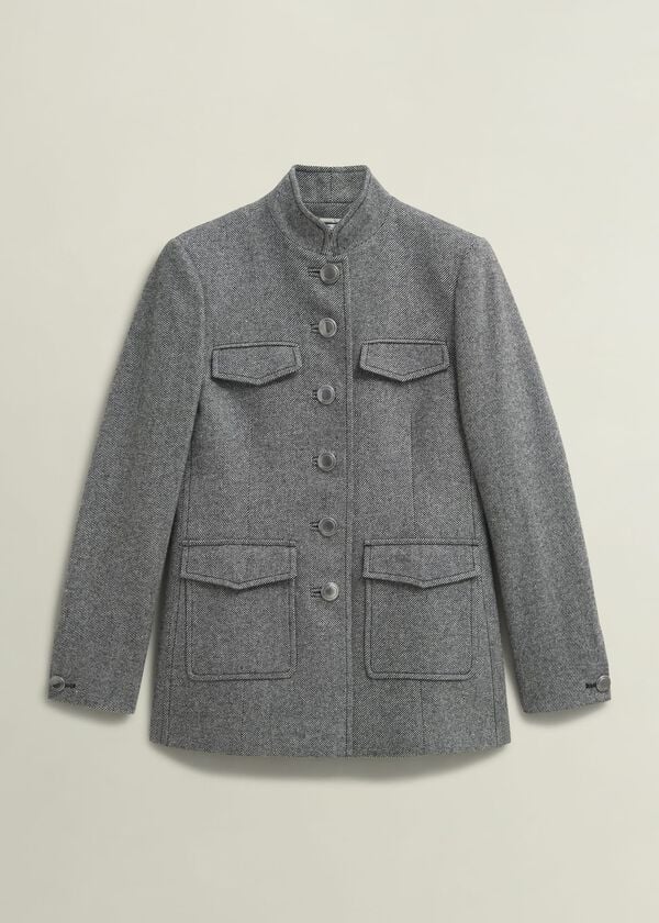 Hobbs Hetty Wool Blend Coat Black White