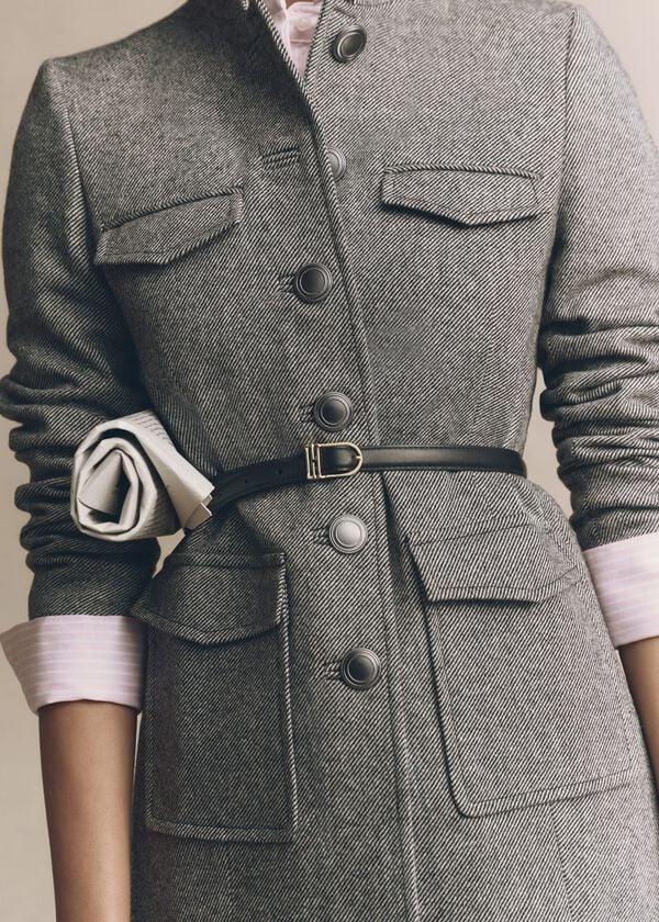 Hobbs Hetty Wool Blend Coat Black White