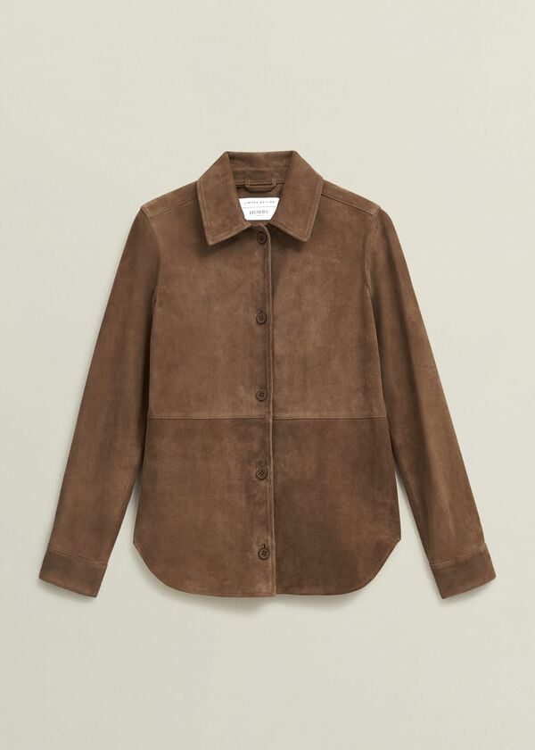 Hobbs Hever Suede Shirt Tan