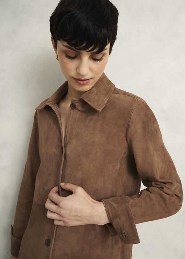 Hobbs Hever Suede Shirt Tan