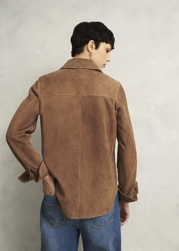 Hobbs Hever Suede Shirt Tan