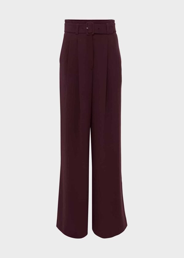 Hobbs Hilary Wide Leg Trousers Mahogany Red
