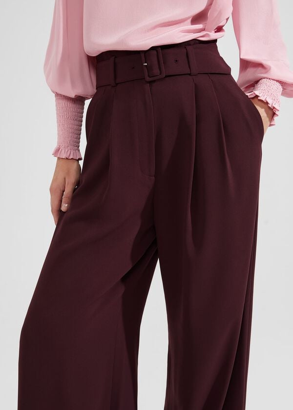 Hobbs Hilary Wide Leg Trousers Mahogany Red