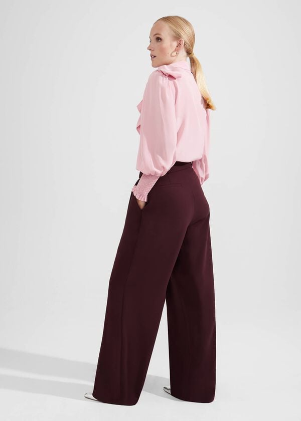 Hobbs Hilary Wide Leg Trousers Mahogany Red