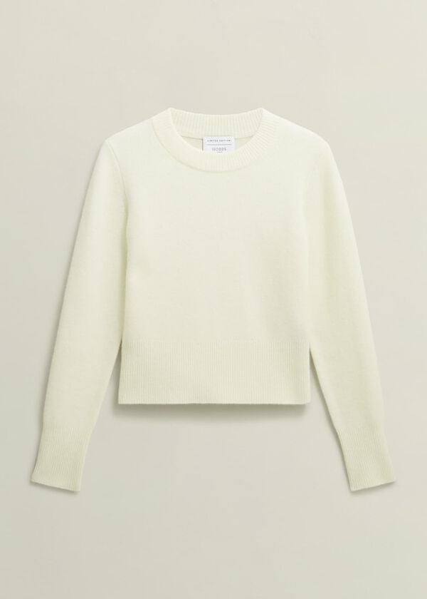 Hobbs Hoghton Brushed Cashmere Jumper Warm Ivory