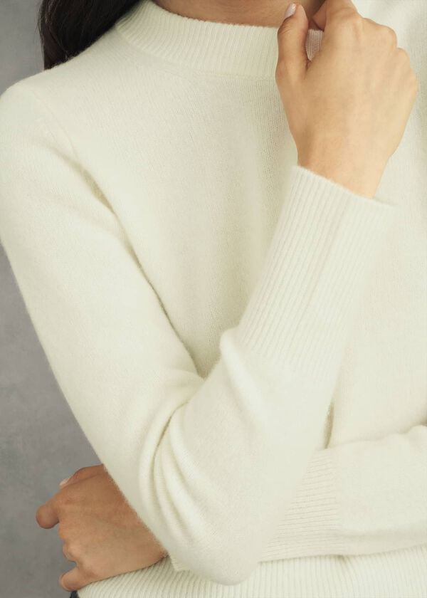 Hobbs Hoghton Brushed Cashmere Jumper Warm Ivory