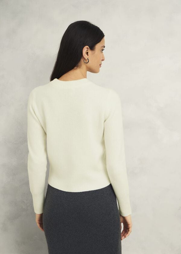 Hobbs Hoghton Brushed Cashmere Jumper Warm Ivory