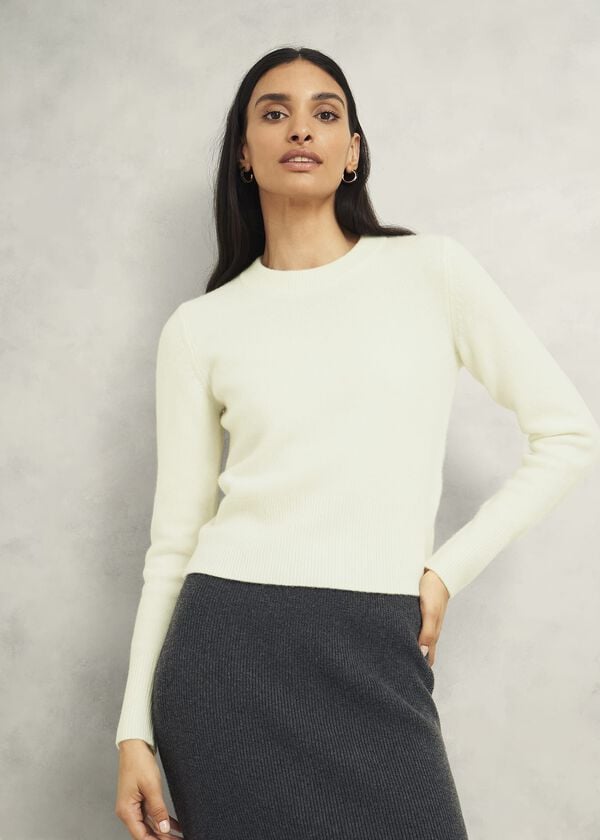 hobbs Hoghton Brushed Cashmere Jumper Warm Ivory