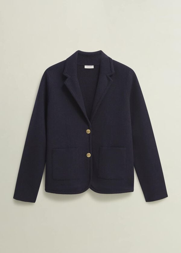 Hobbs Holly Knitted Blazer With Wool Hobbs Navy