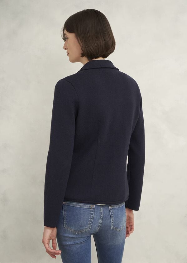 Hobbs Holly Knitted Blazer With Wool Hobbs Navy