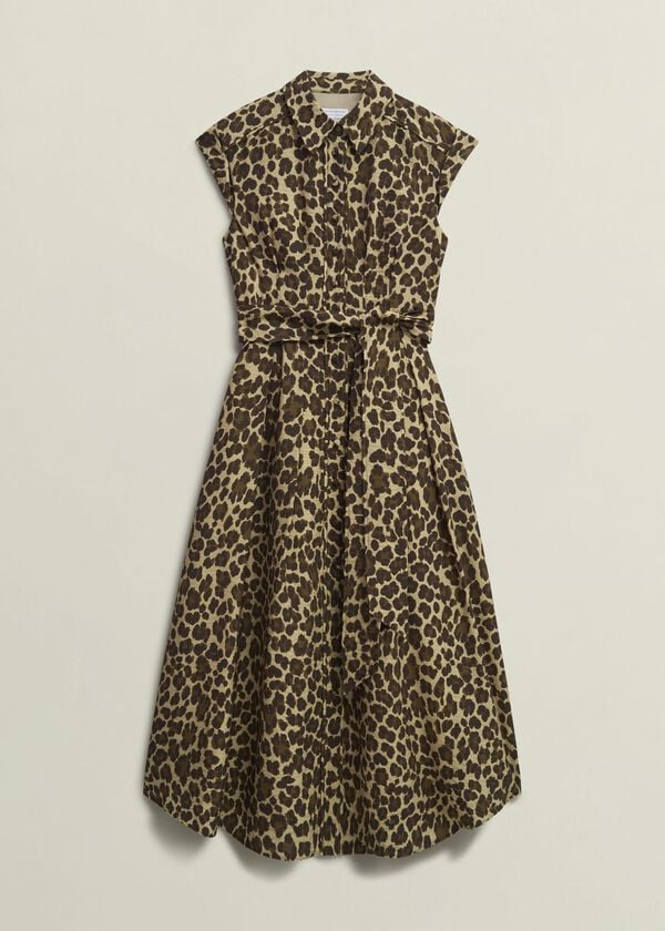 Hobbs Hurst Leopard Shirt Dress Brown Multi