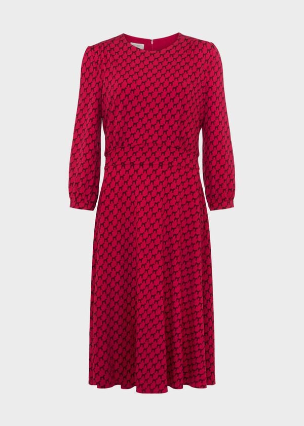 Hobbs Indi Jersey Dress Light Berry Red