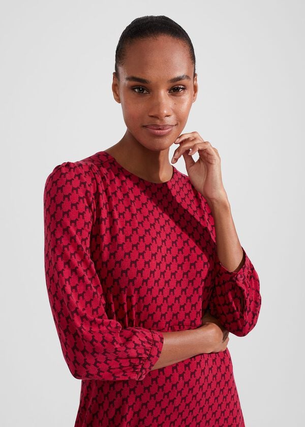 Hobbs Indi Jersey Dress Light Berry Red