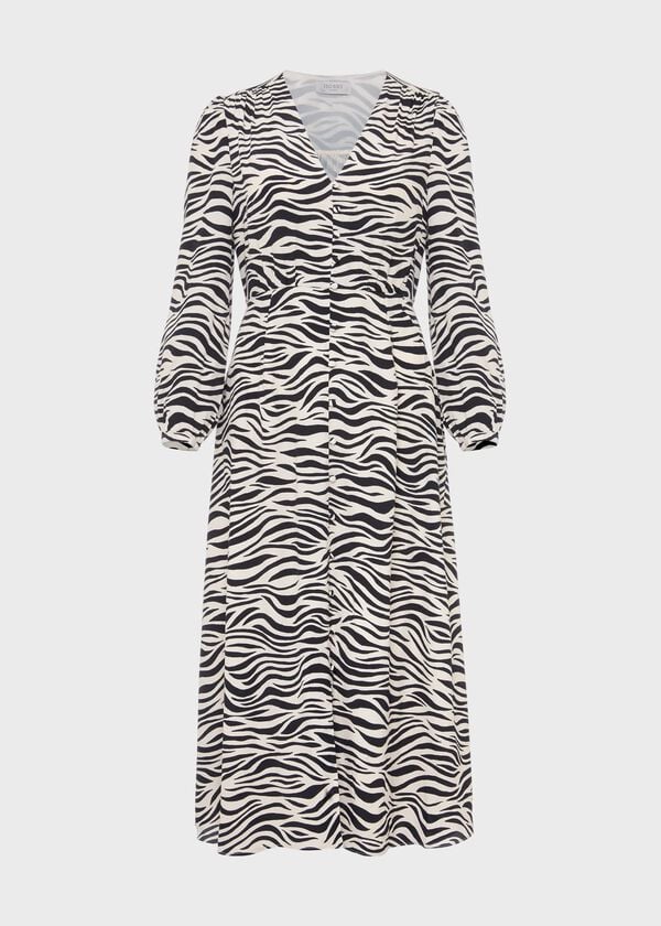 Hobbs Indria Dress Cream Black