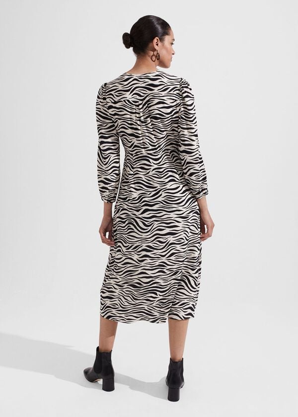Hobbs Indria Dress Cream Black