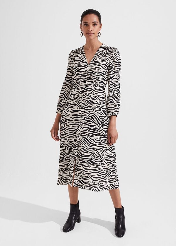 hobbs Indria Dress Cream Black