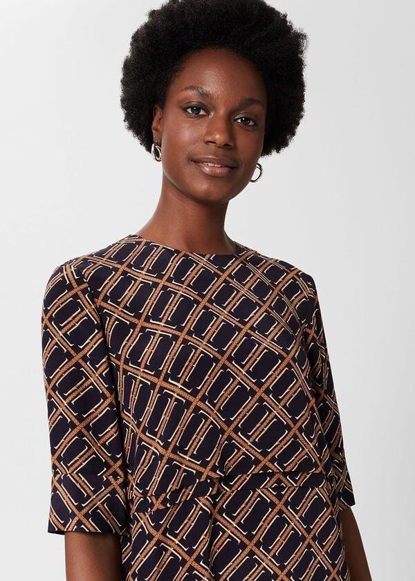 Hobbs Ingrid Tunic Dress Navy Multi