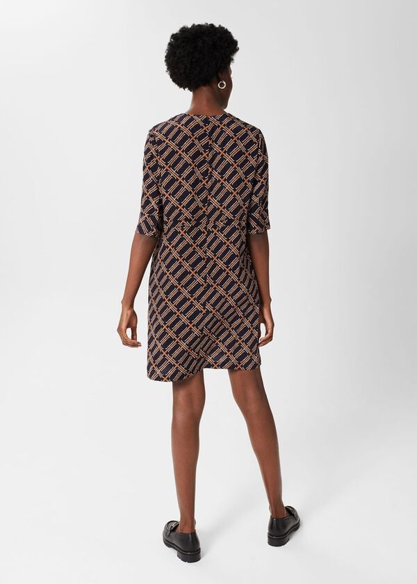 Hobbs Ingrid Tunic Dress Navy Multi