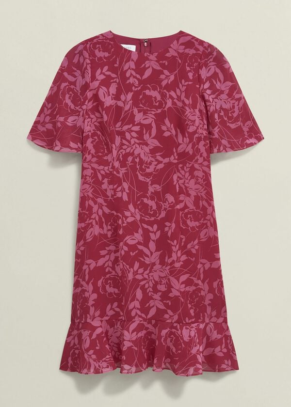 Hobbs Iona Textured Dress Pink Multi