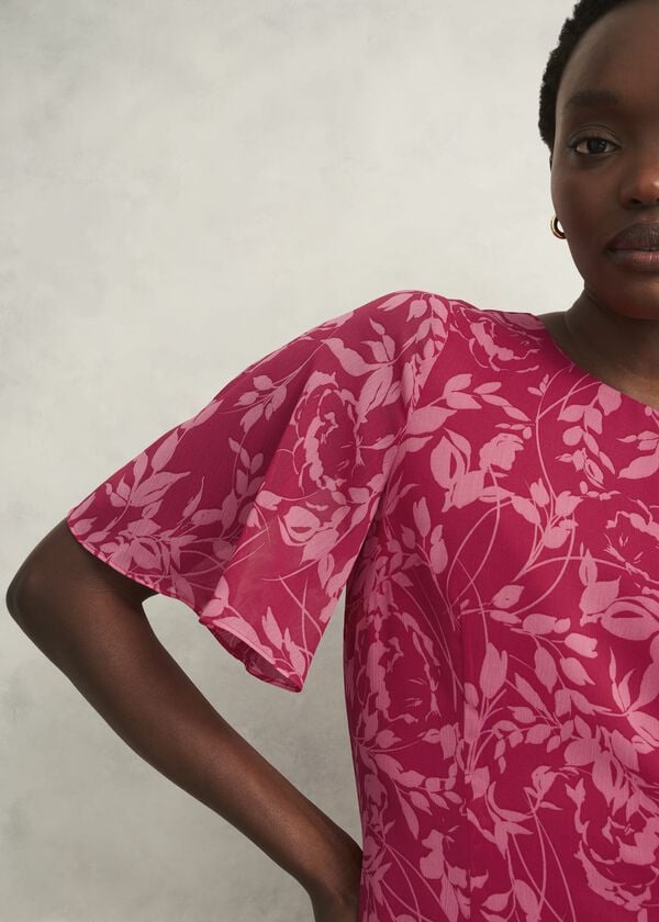 Hobbs Iona Textured Dress Pink Multi