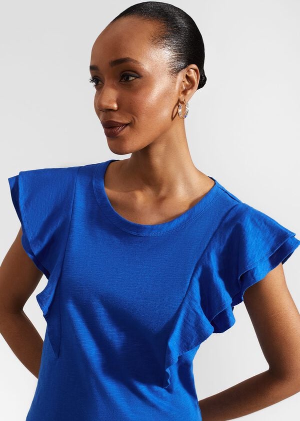 Hobbs Isabella Cotton Slub Top Atlantic Blue