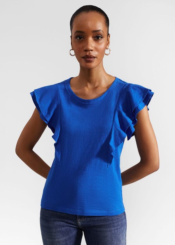 hobbs Isabella Cotton Slub Top Atlantic Blue