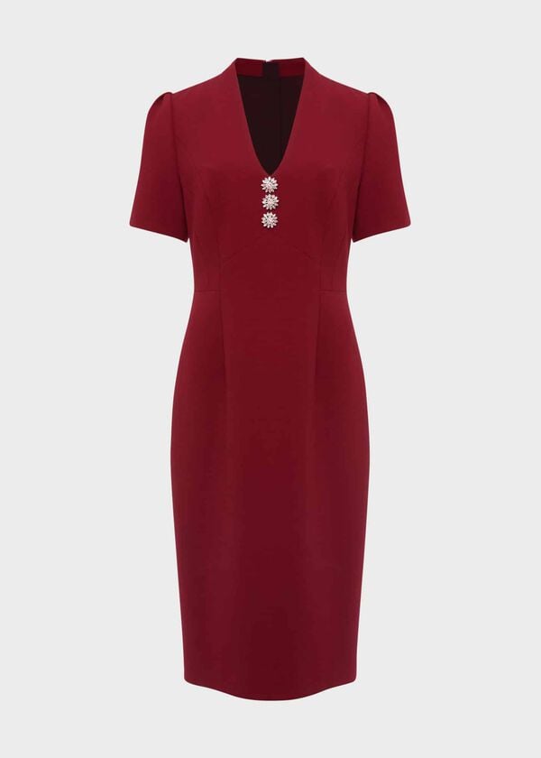 Hobbs Isla Shift Dress Rich Burgundy
