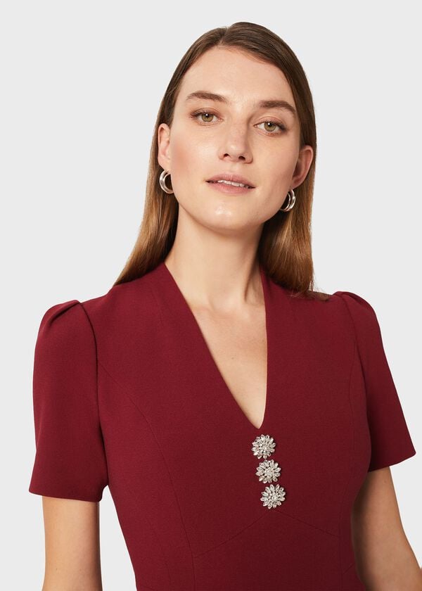 Hobbs Isla Shift Dress Rich Burgundy