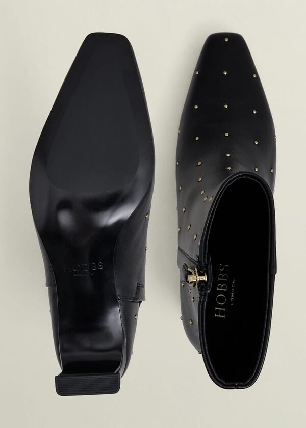 Hobbs Isla Studded Leather Ankle Boots Black