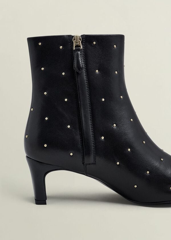 Hobbs Isla Studded Leather Ankle Boots Black