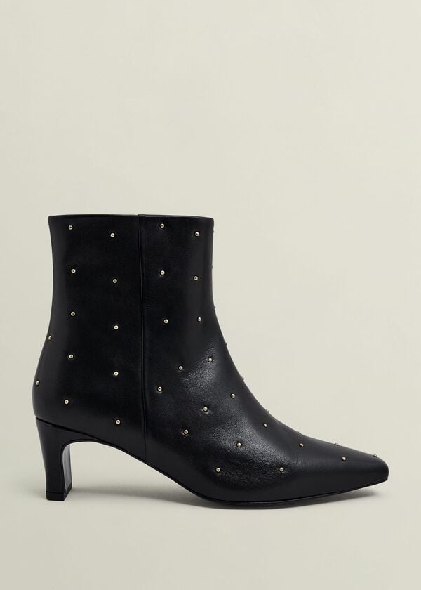 hobbs Isla Studded Leather Ankle Boots Black