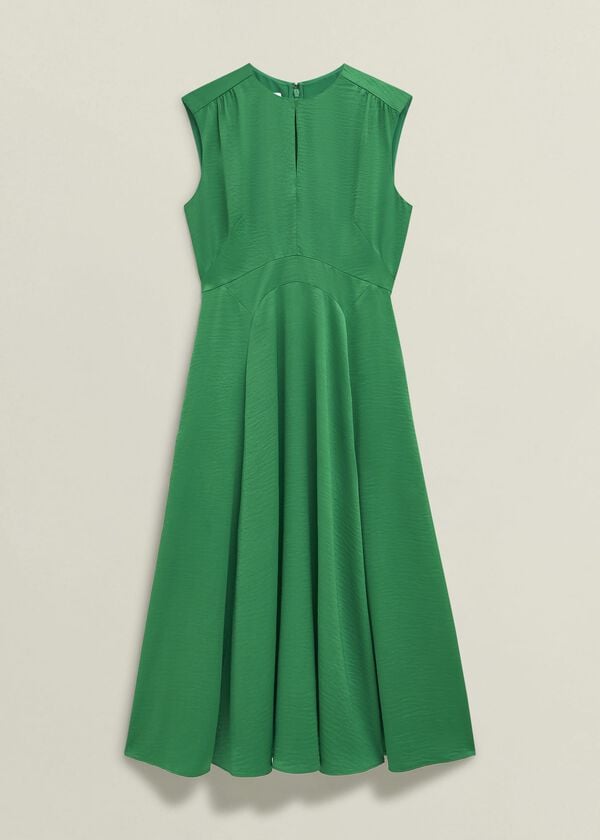 Hobbs Isobel Satin Midi Dress Amethyst Green