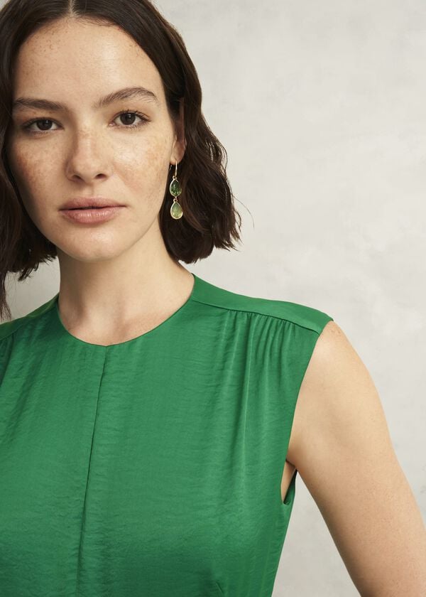 Hobbs Isobel Satin Midi Dress Amethyst Green