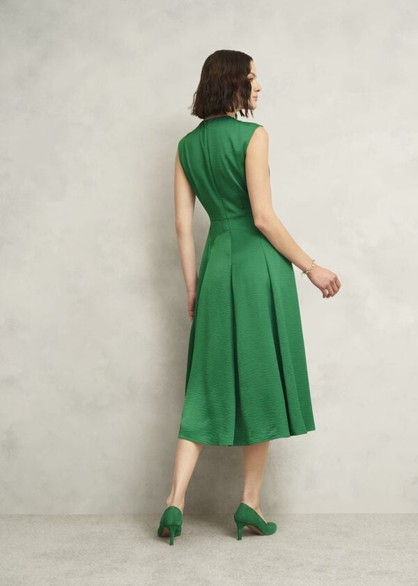 Hobbs Isobel Satin Midi Dress Amethyst Green