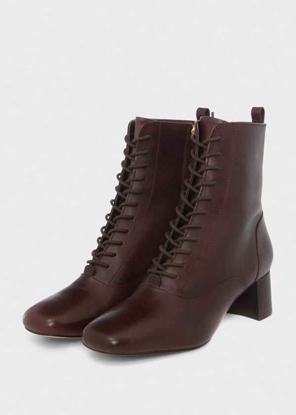 Hobbs Issy Lace Up Boot Dark Plum