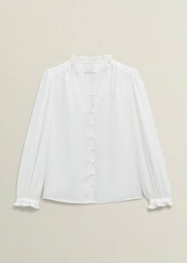 Hobbs Ivory Rosalie Long Sleeve Blouse Ivory