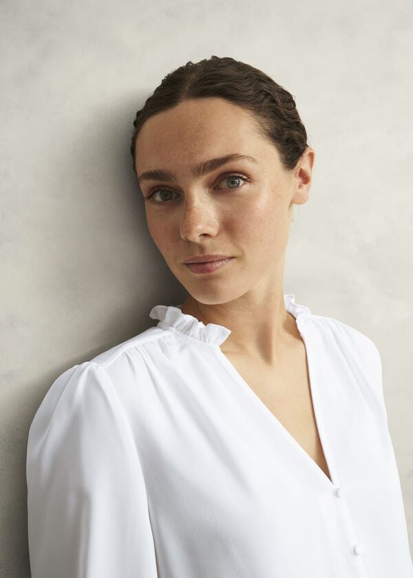 Hobbs Ivory Rosalie Long Sleeve Blouse Ivory