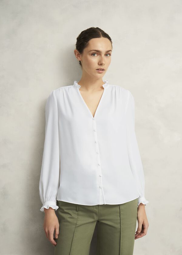 hobbs Ivory Rosalie Long Sleeve Blouse Ivory