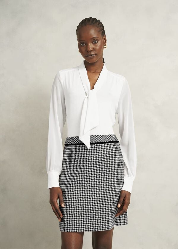 hobbs Ivory Tarini Tie Neck Long Sleeve Top Ivory