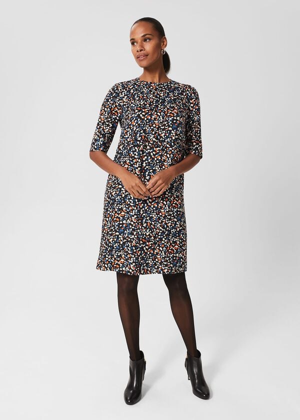 hobbs Iza Tunic Dress Black Multi