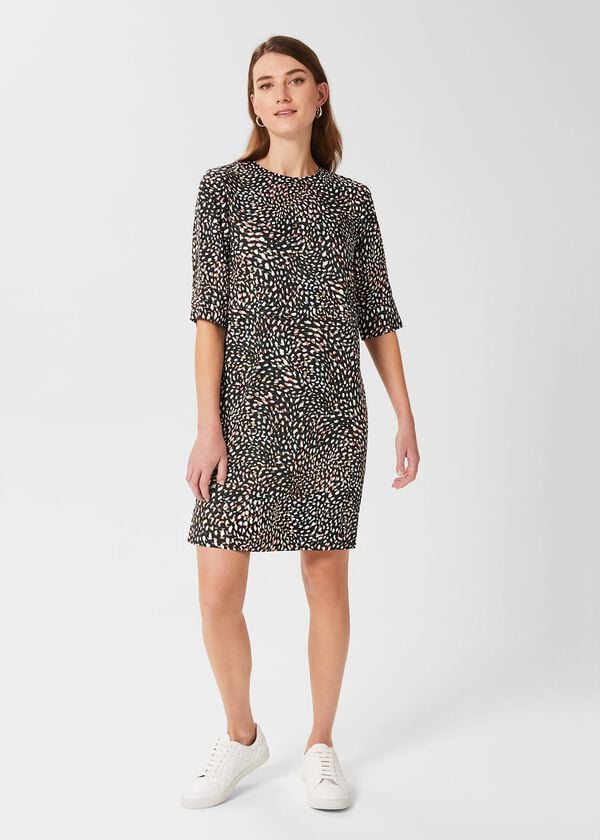 hobbs Iza Tunic Dress Black Multi